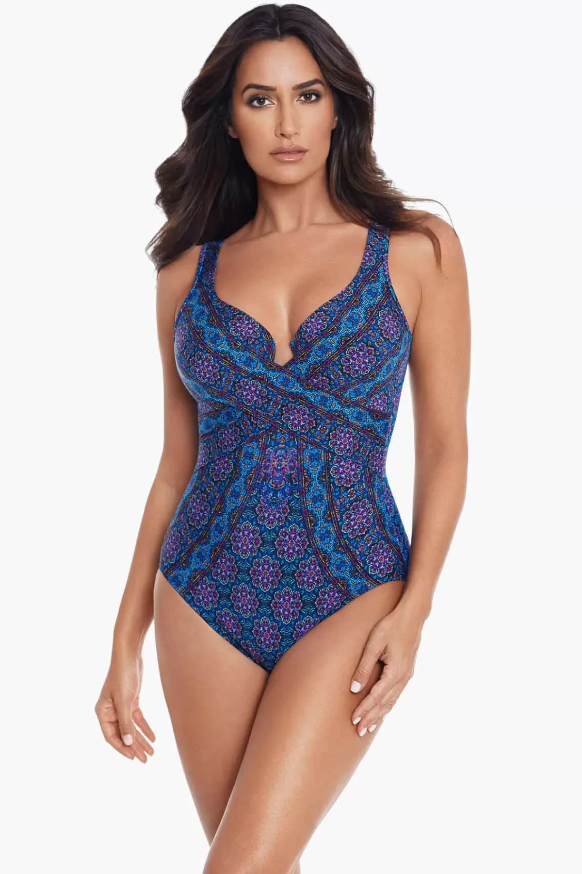 Miraclesuit Danube Bleu Criss Cross Escape One Piece Swimsuit | Women One Piece