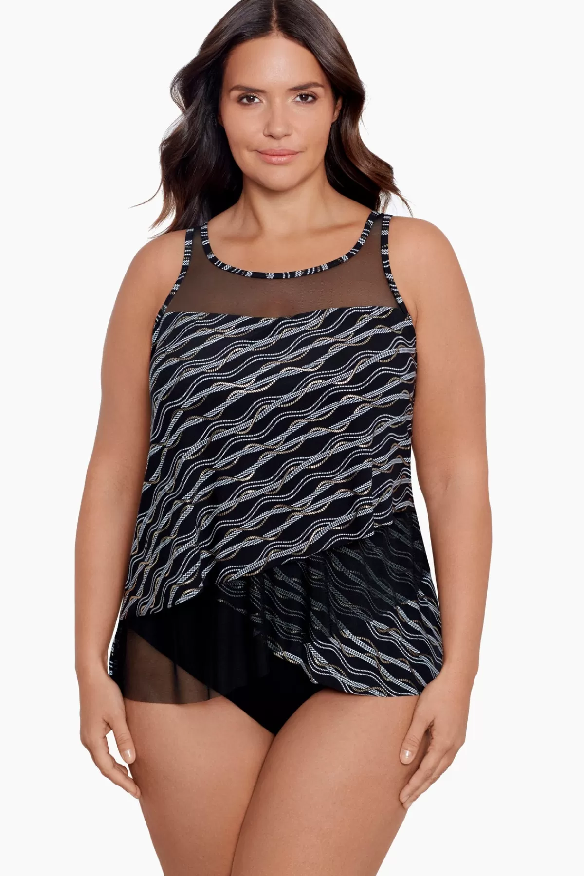 Miraclesuit Plus Size Linked In Mirage Tankini Top | Women Tankini Tops