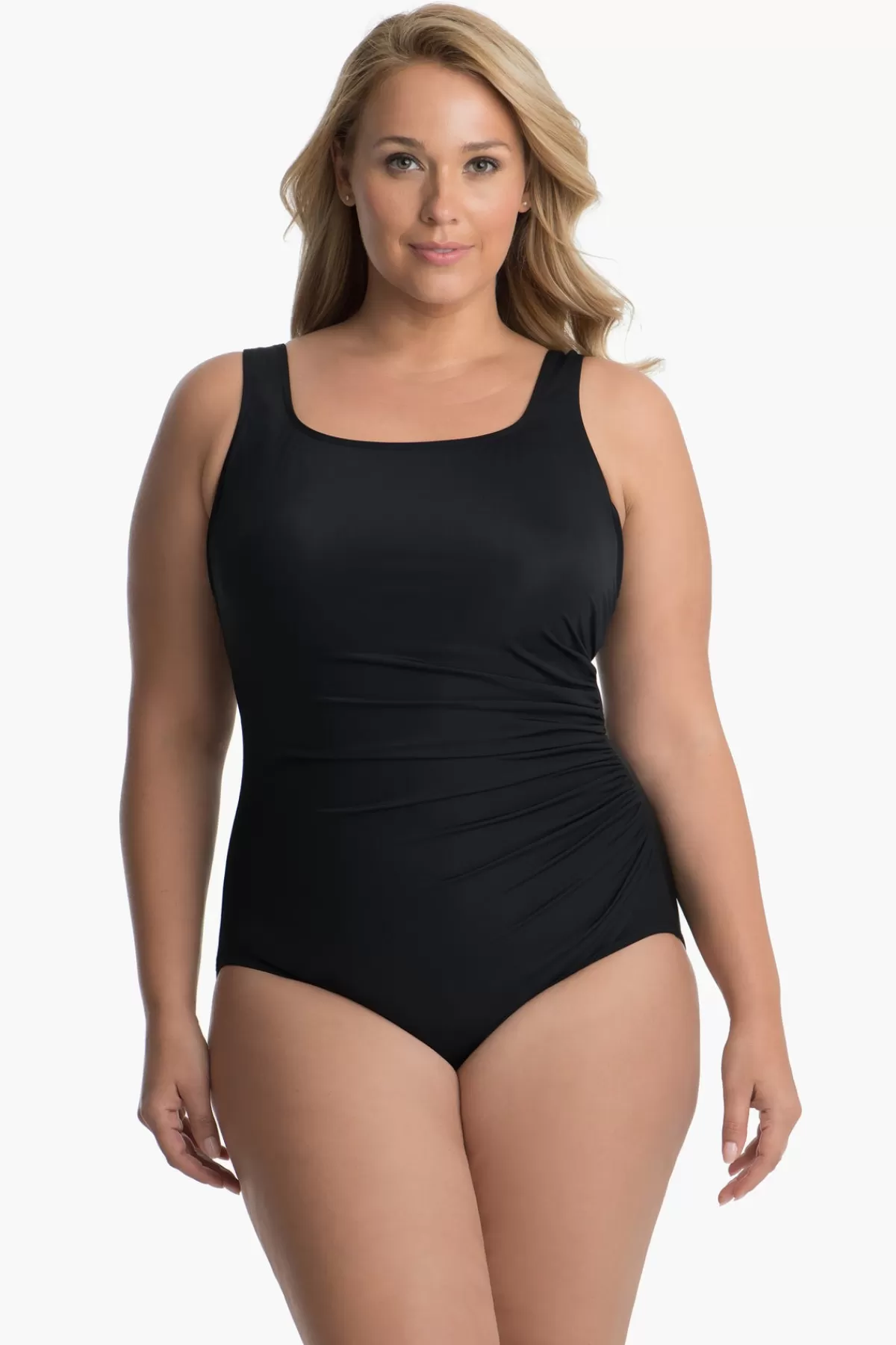 Miraclesuit Plus Size Solid Sideswipe One Piece Swimsuit | Women One Piece