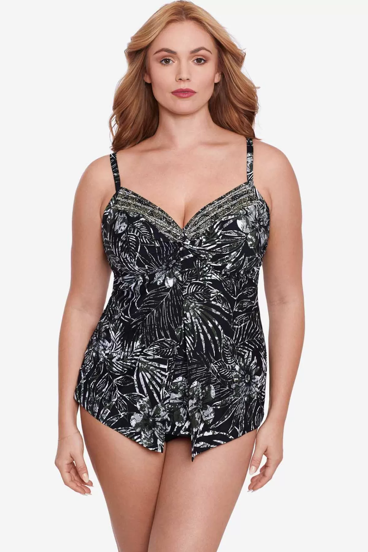 Miraclesuit Plus Size Zahara Love Knot Tankini Top | Women Tankini Tops